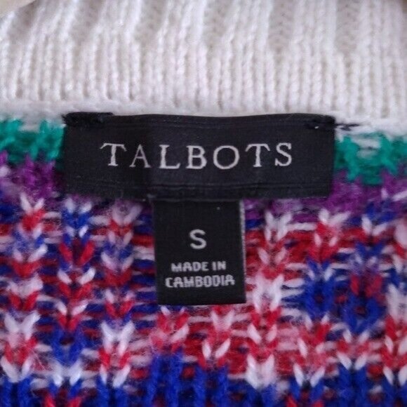 Talbots Womens Fair Isle Christmas Long Open Front Cardigan S - Picture 6 of 8